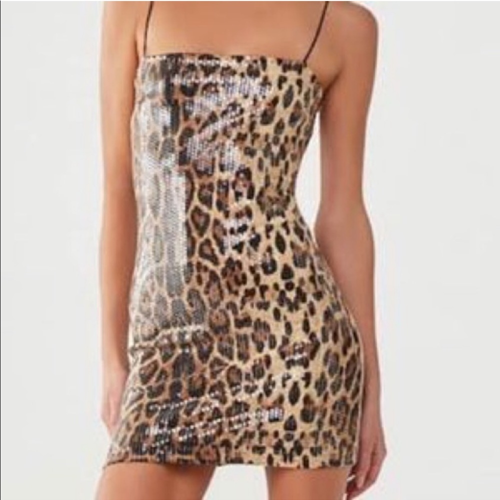 Forever 21 Sequin Leopard Print Dress Small